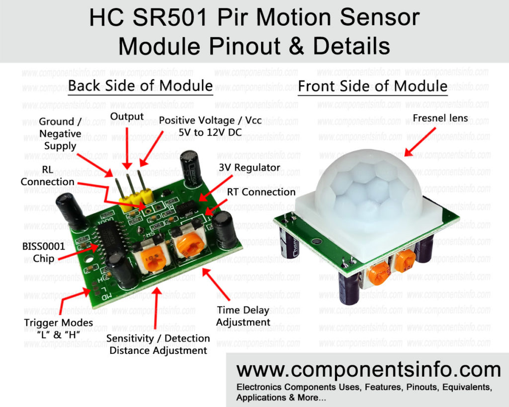 HC SR PIR Motion Sensor Module Pinout Datasheet Details Components Info