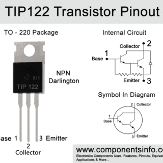 TIP122 Transistor Pinout, Equivalent, Uses, Features