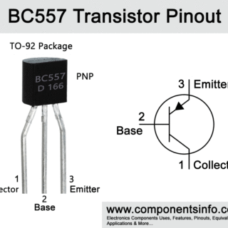 BC557 Transistor Pinout, Equivalent, Uses, Features & Applications